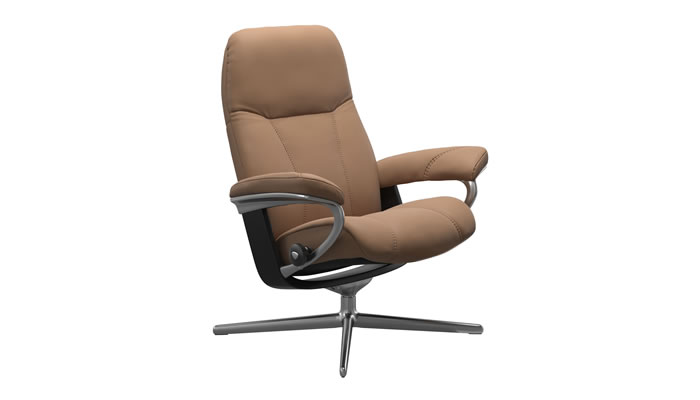 Stressless Consul Cross Recliner in Batick Latte Leather